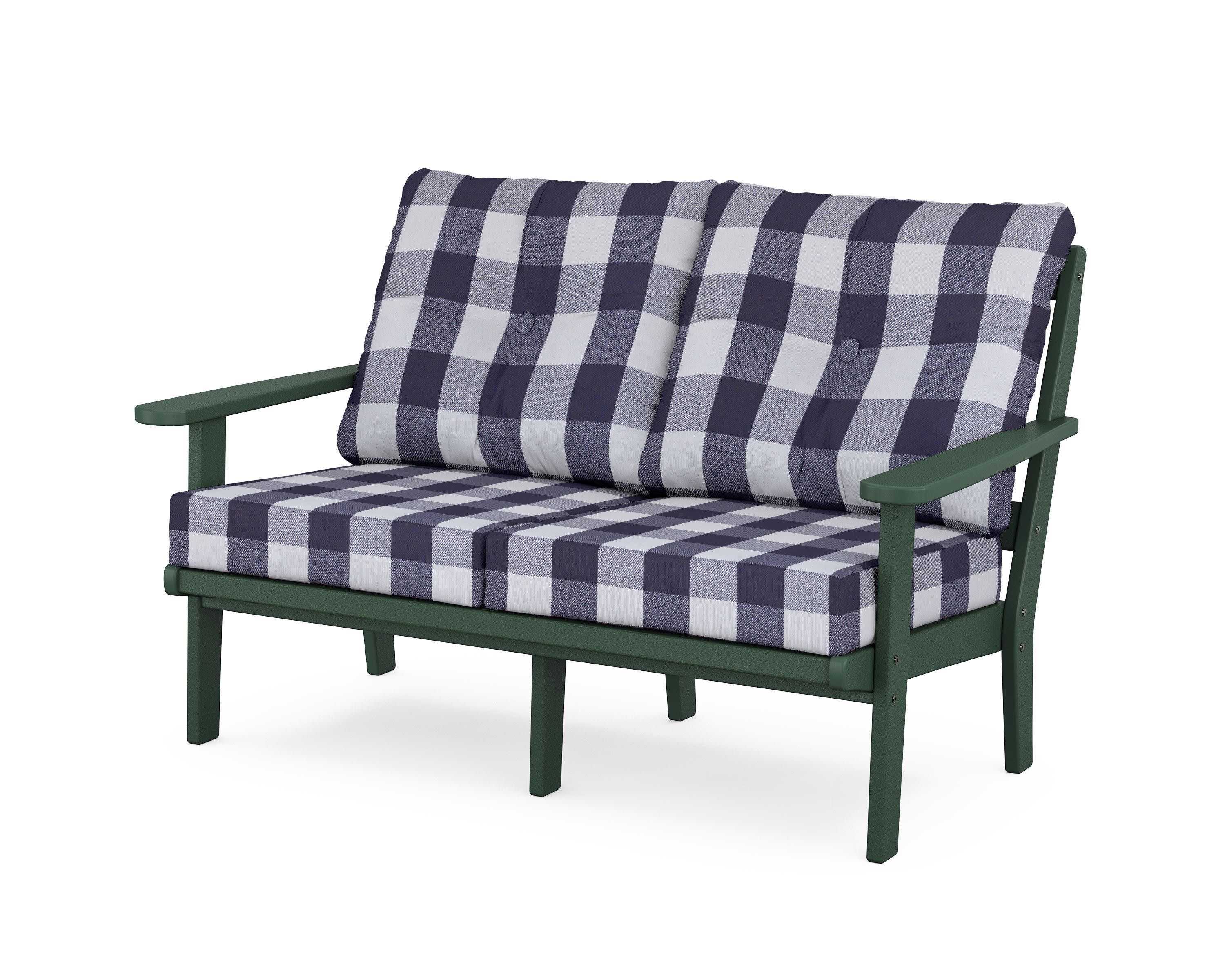 Mission Deep SeatingLoveseat in Green / Buffalo Plaid Navy