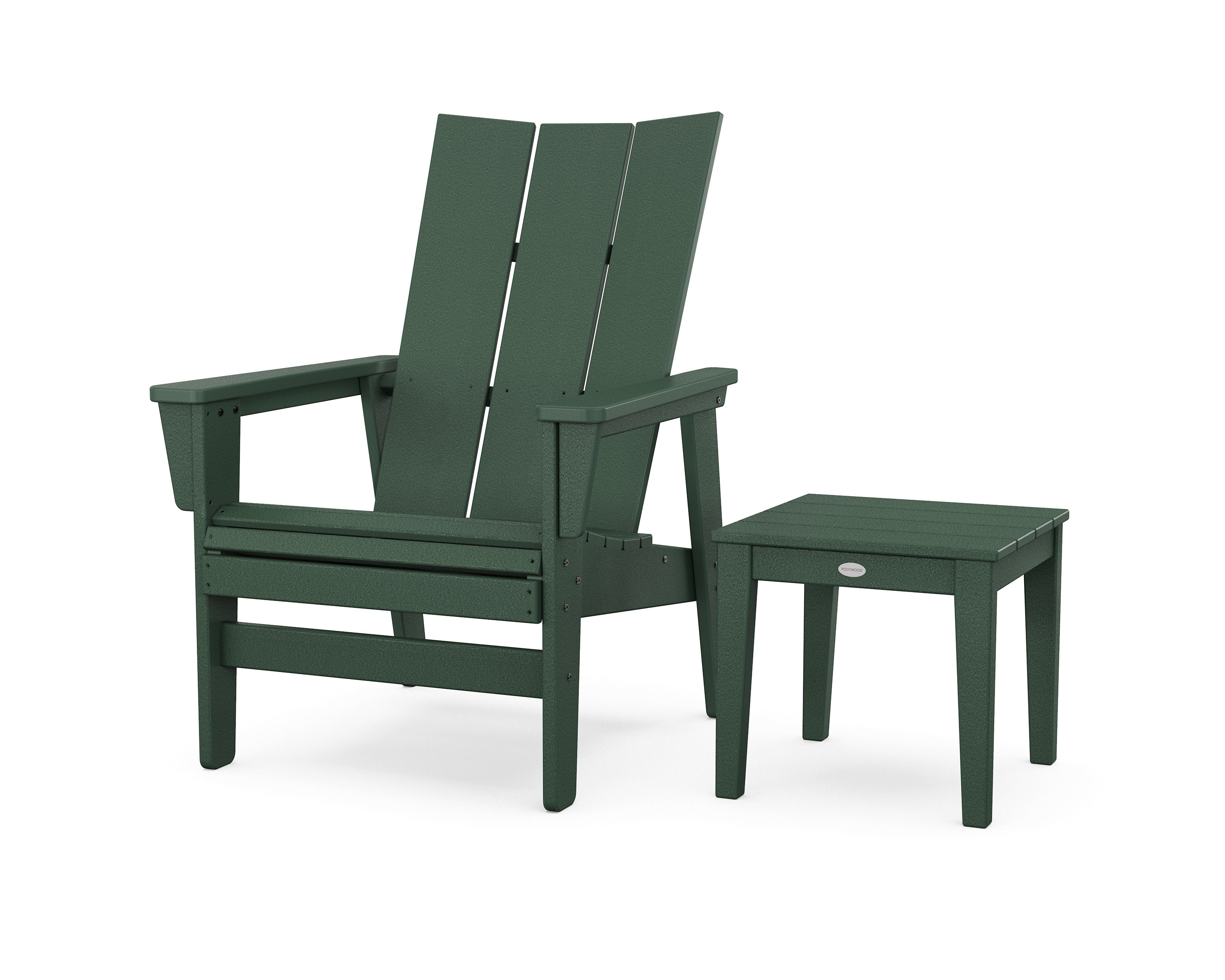 Modern Grand Upright Adirondack Chair with Side Table in Green
