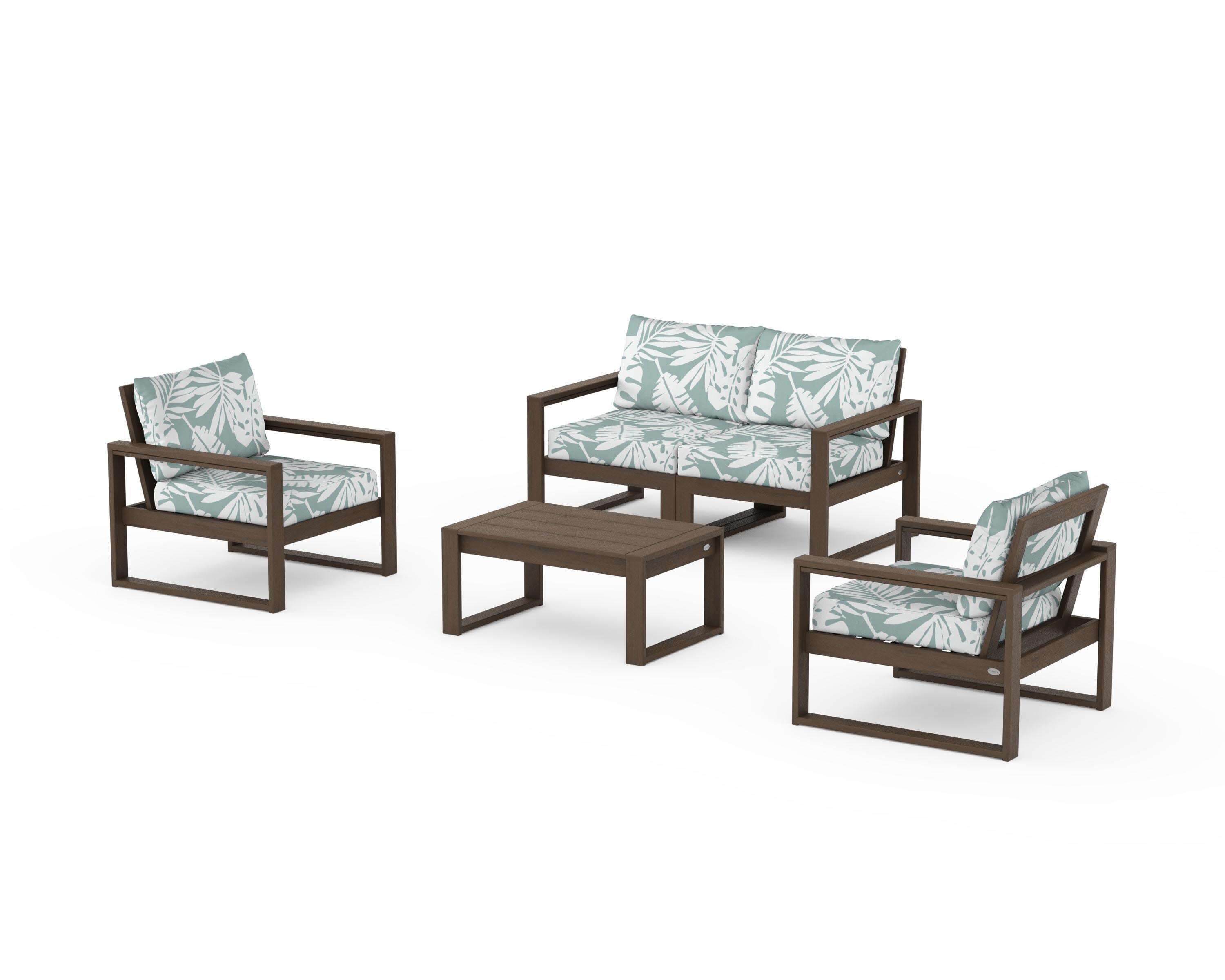 EDGE Sectional 4-Piece Deep Seating Set with Loveseat in Kona / Leaf Glacier Spa