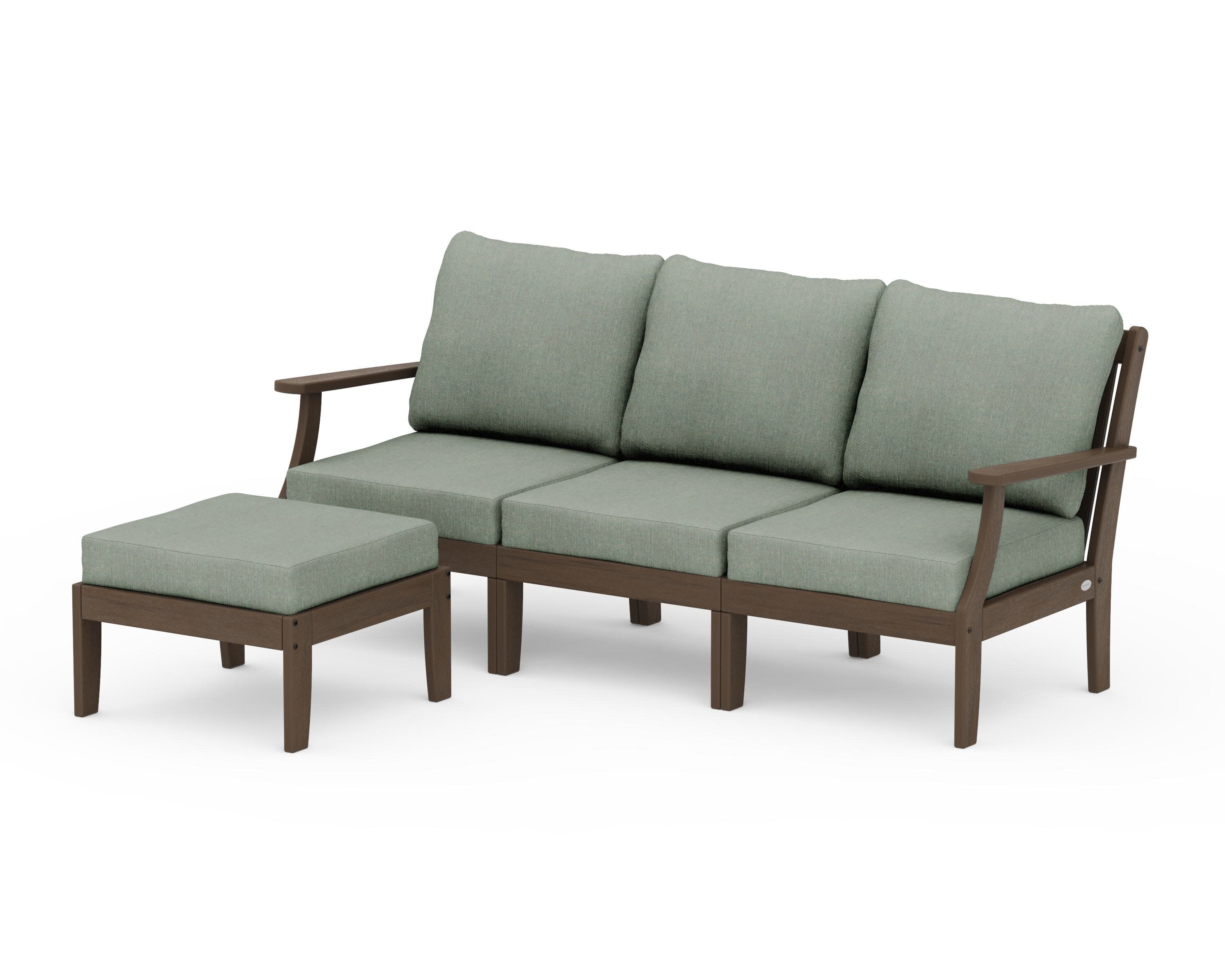 Braxton Modular 4-Piece Deep Seating Set with Ottoman in Kona / Cast Sage