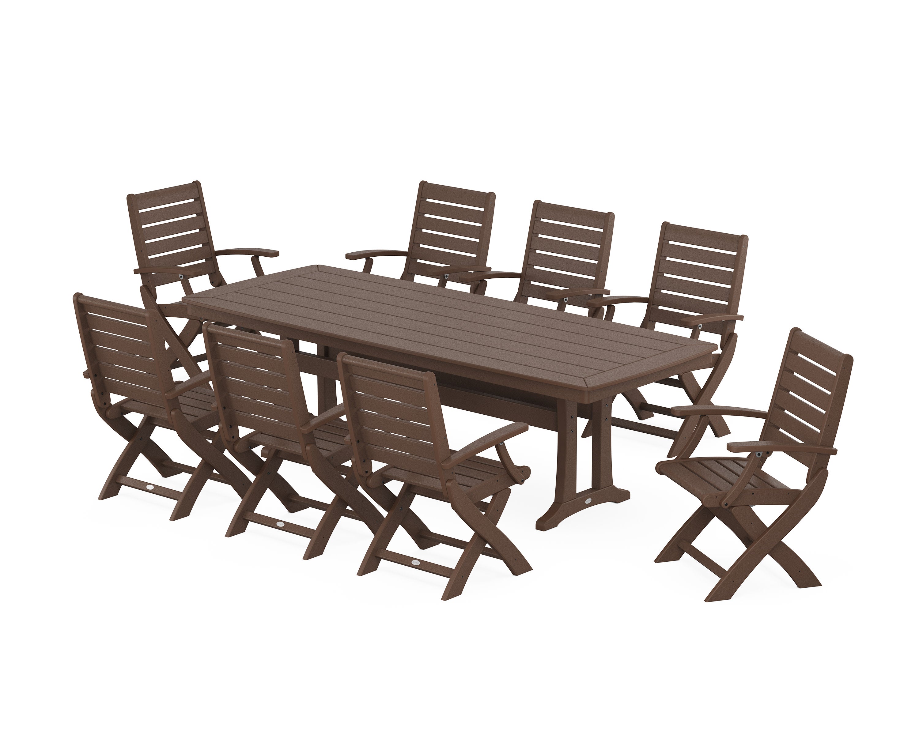 Signature Folding 9-Piece Dining Set with Trestle Legs in Mahogany
