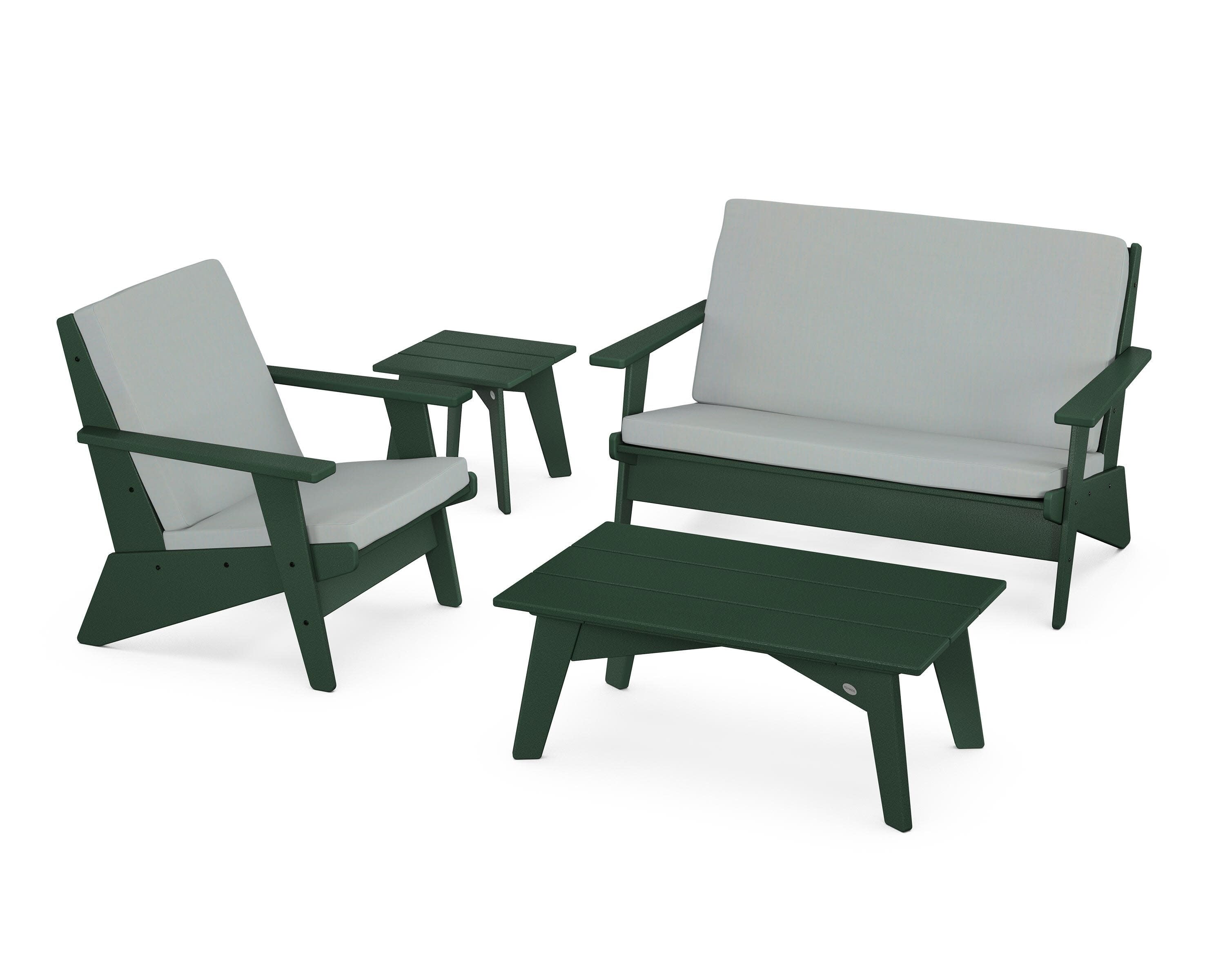 Riviera Modern Lounge 4-Piece Set in Green / Spa
