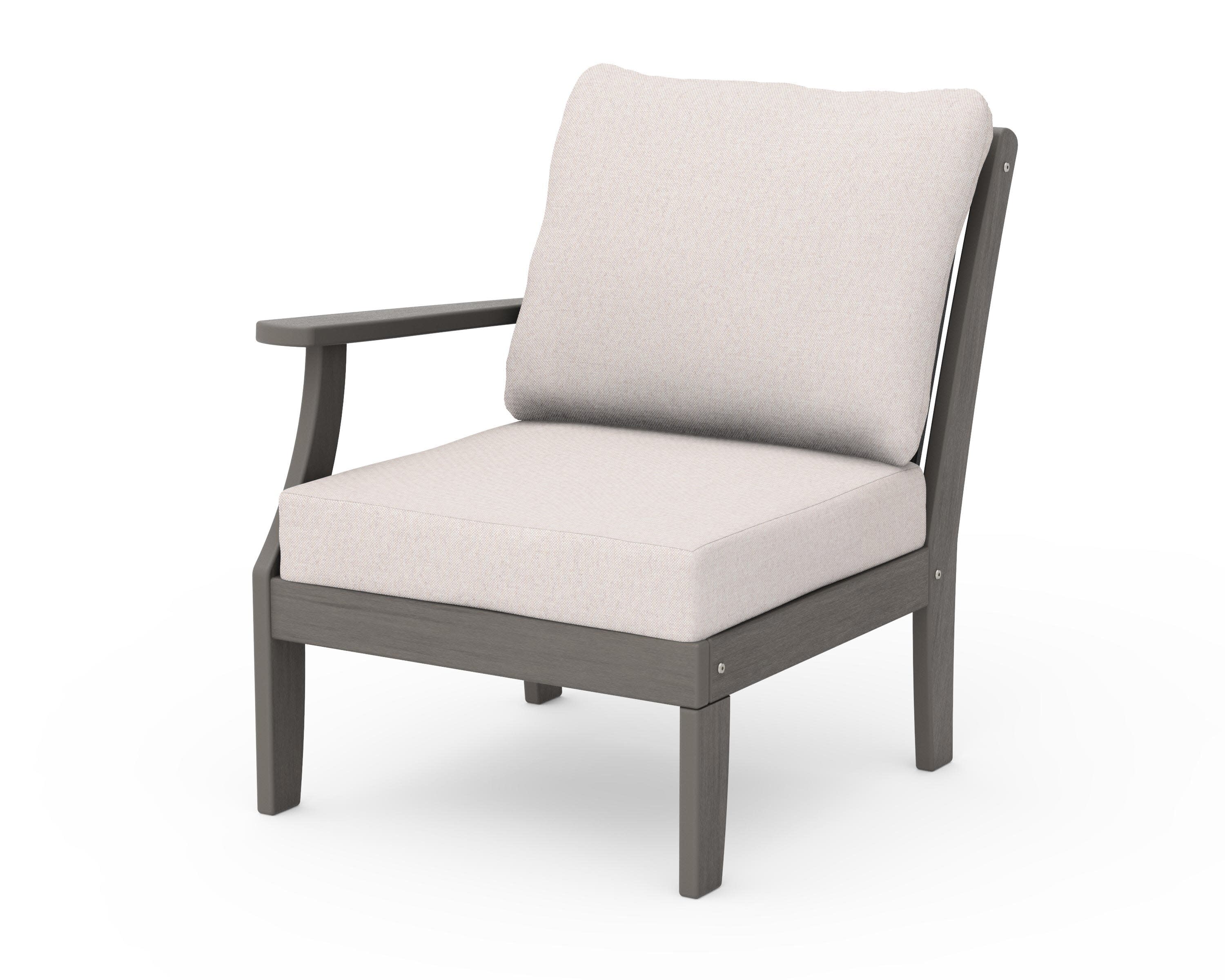 Braxton Modular Left Arm Chair in Driftwood / Dune Burlap