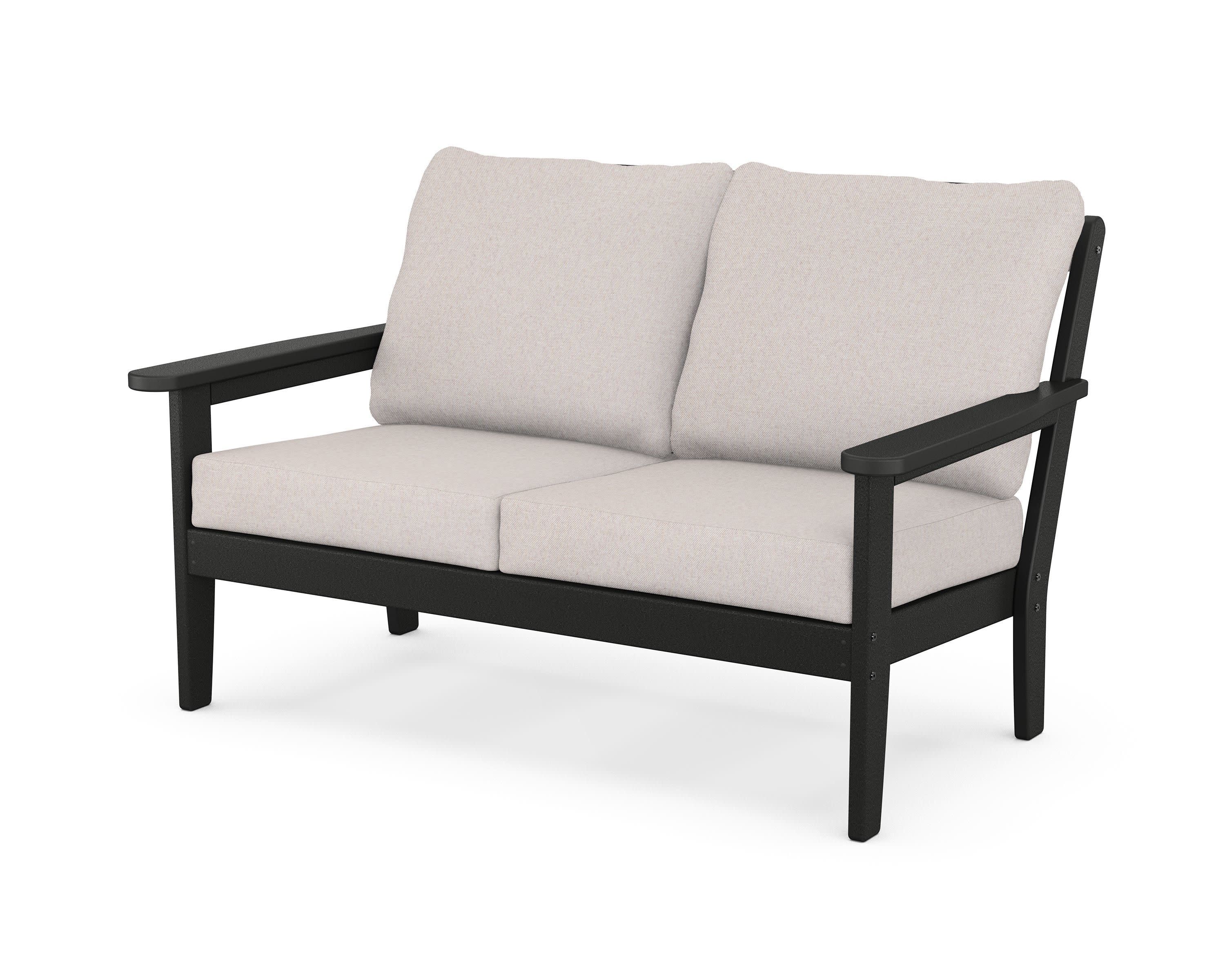 Cottage Deep Seating Loveseat in Black / Dune Burlap