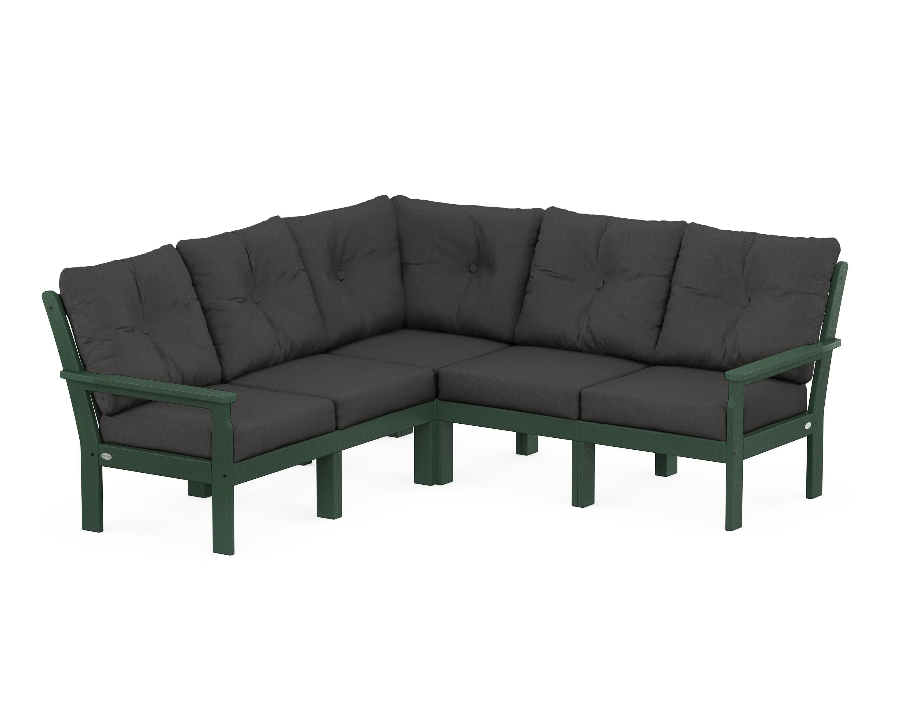 Vineyard 5-Piece Sectional in Green / Spectrum Carbon