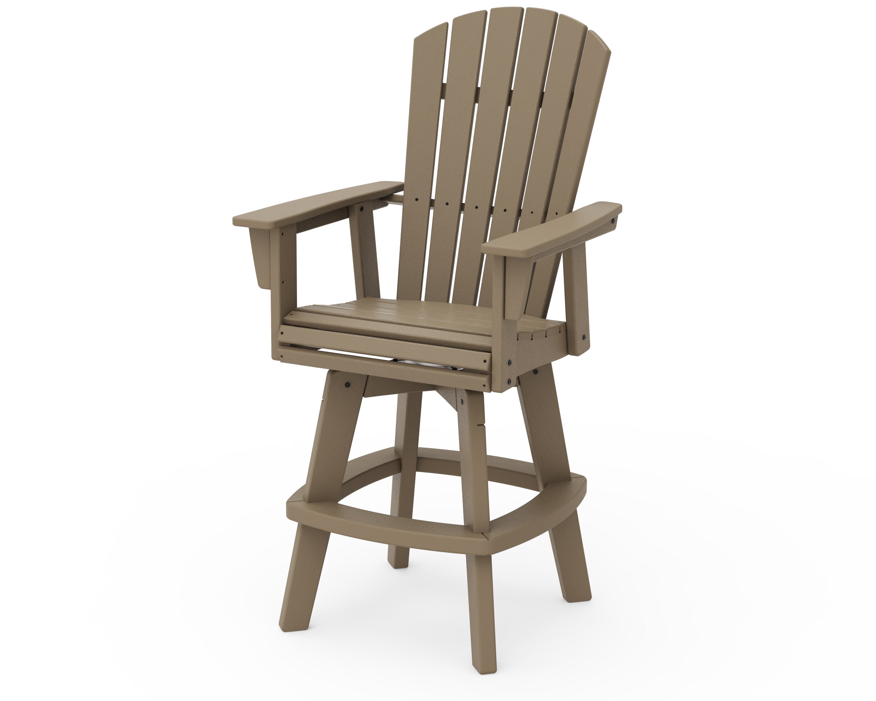 Nautical Curveback Adirondack Swivel Bar Chair in Vintage Sahara
