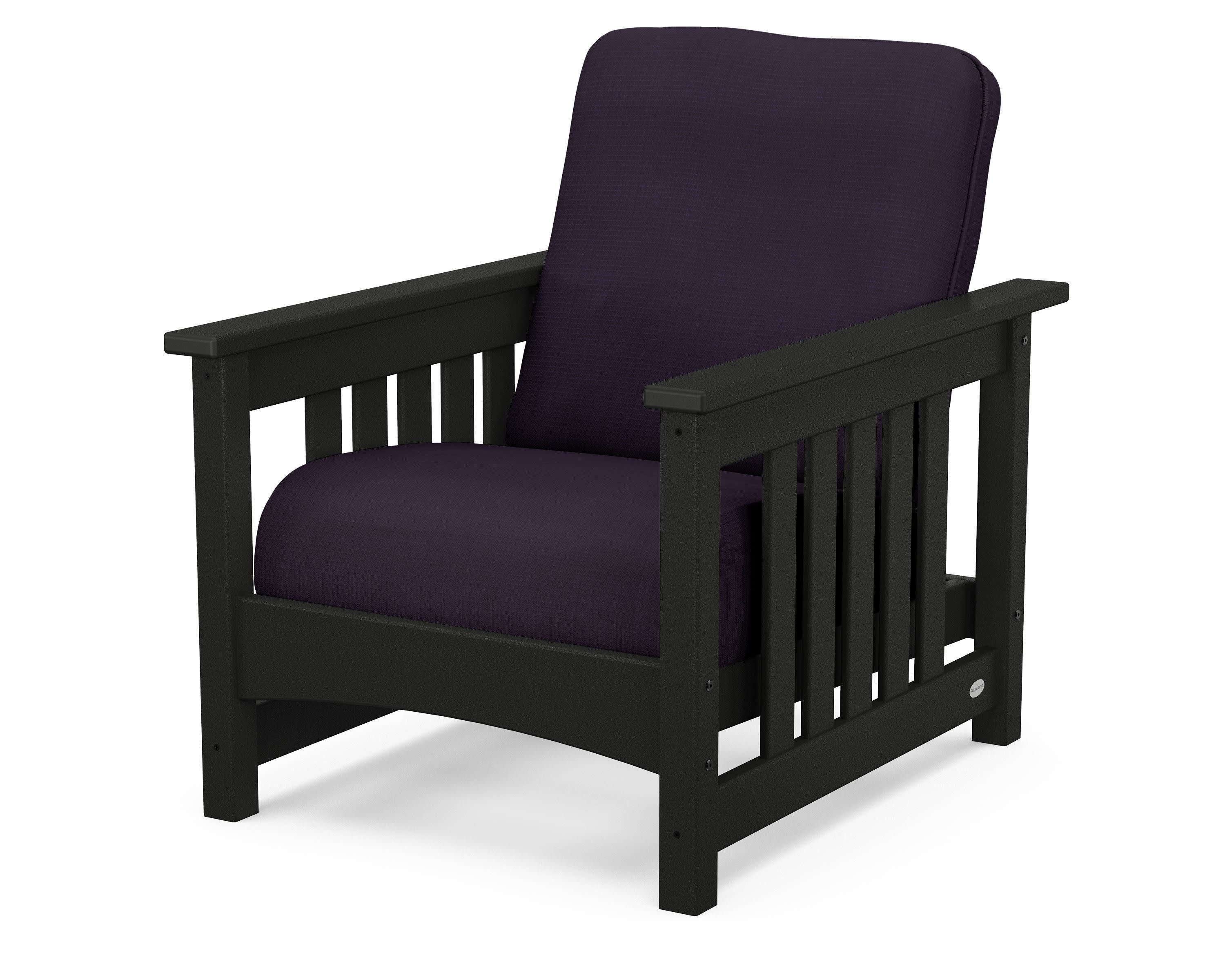 Club Mission Chair in Black / Navy Linen