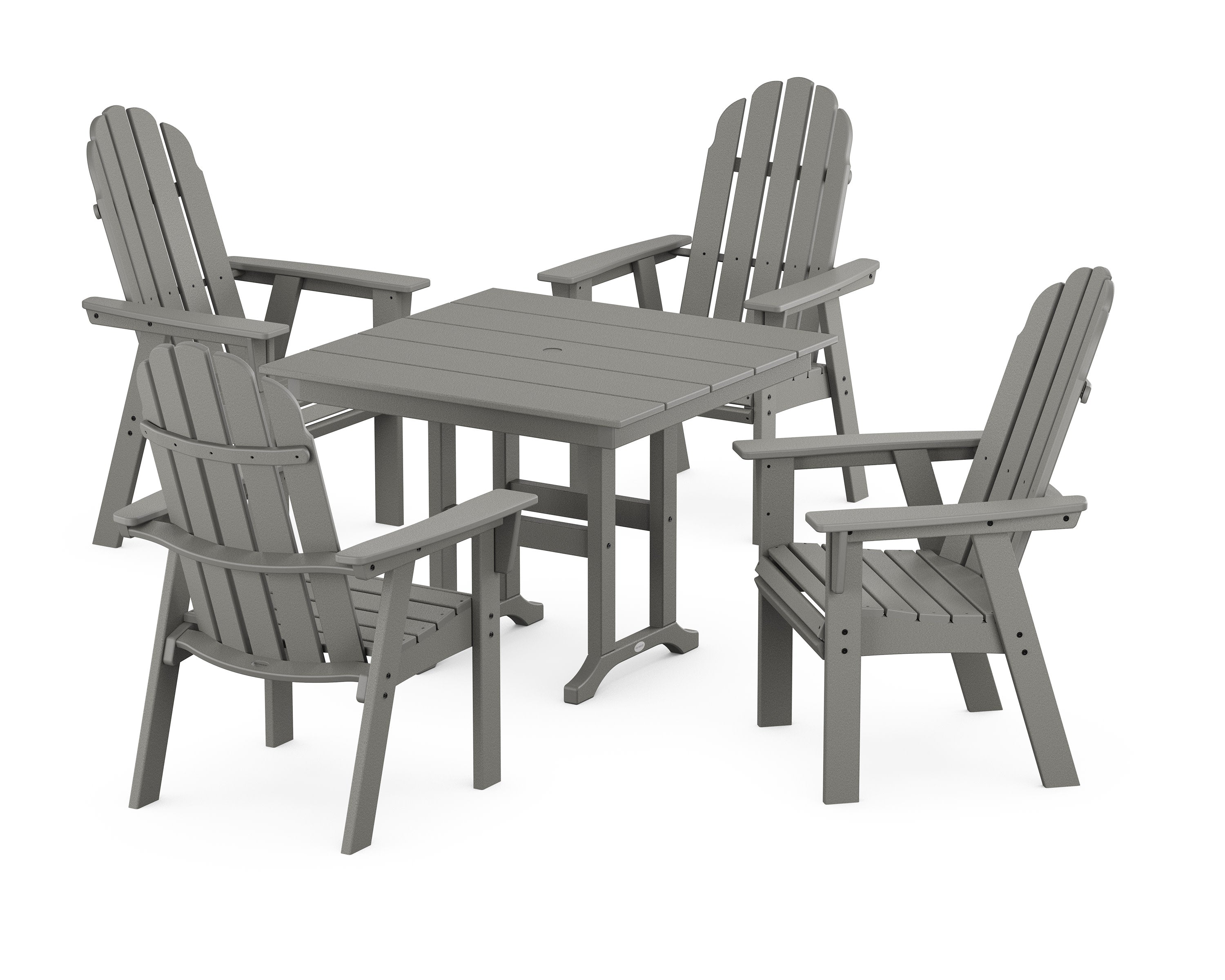 Vineyard Curveback Adirondack 5-Piece Farmhouse Dining Set in Slate Grey