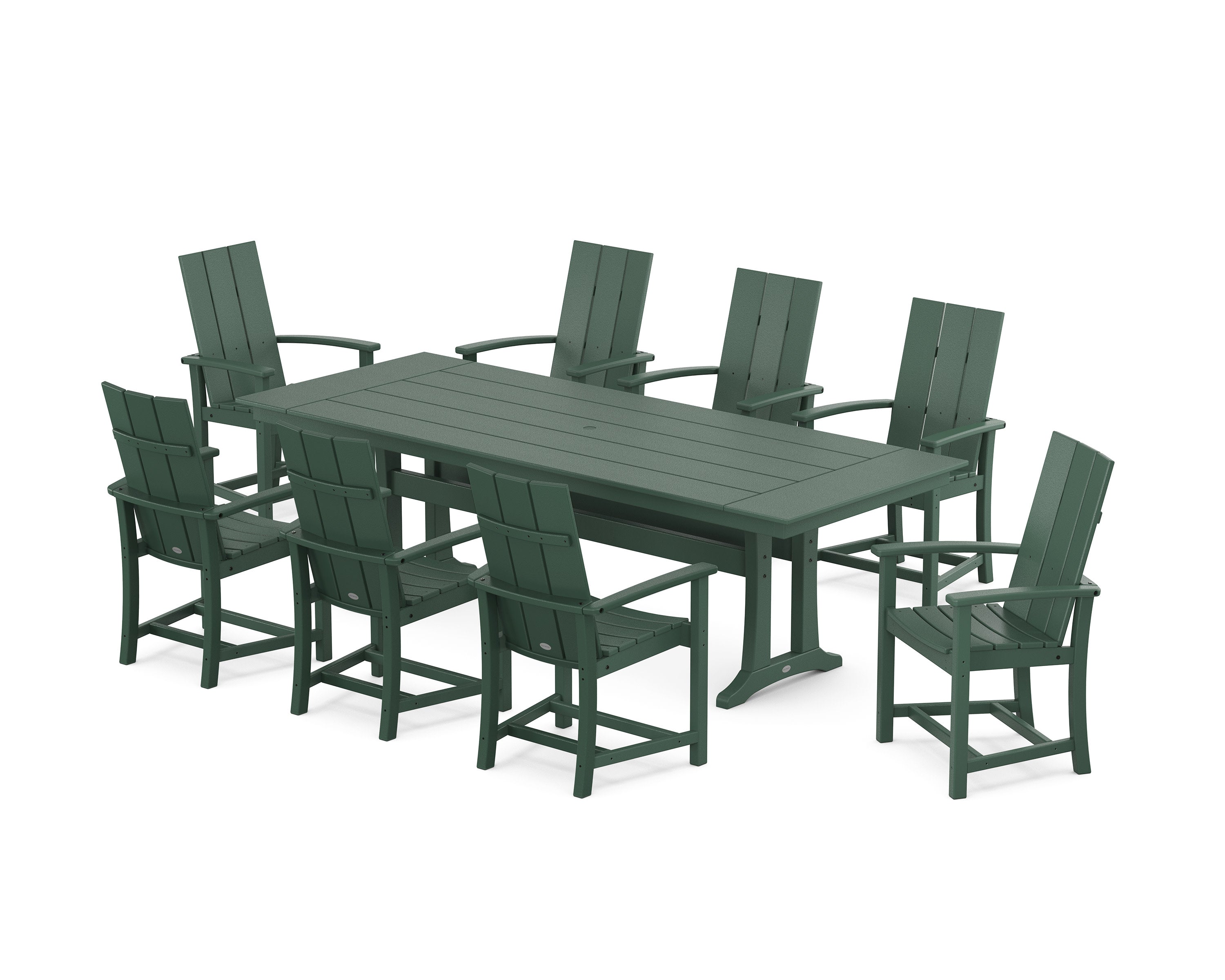 Modern Adirondack 9-Piece Farmhouse Dining Set with Trestle Legs in Green