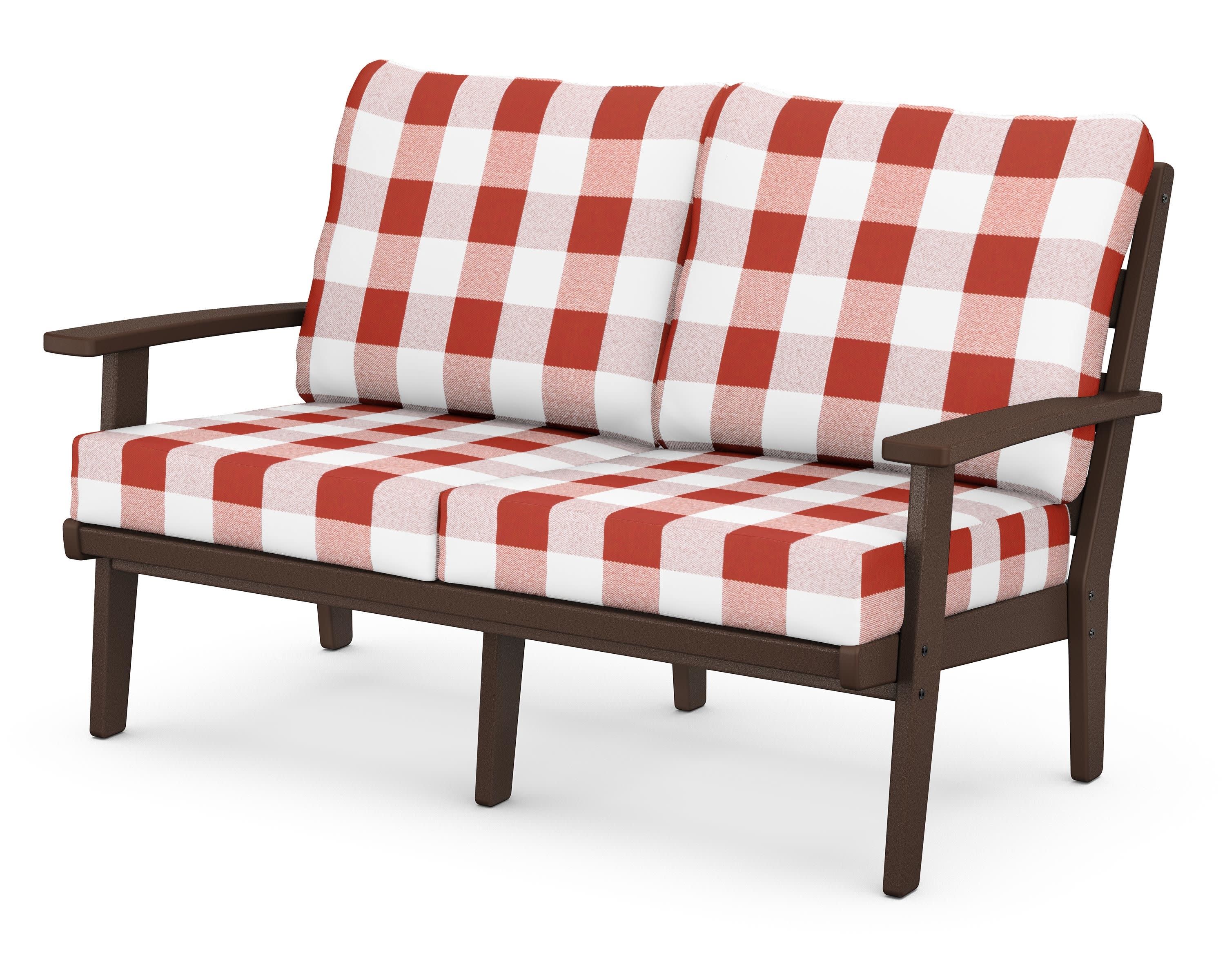 Grant Park Deep Seating Loveseat in Mahogany / Buffalo Plaid Crimson
