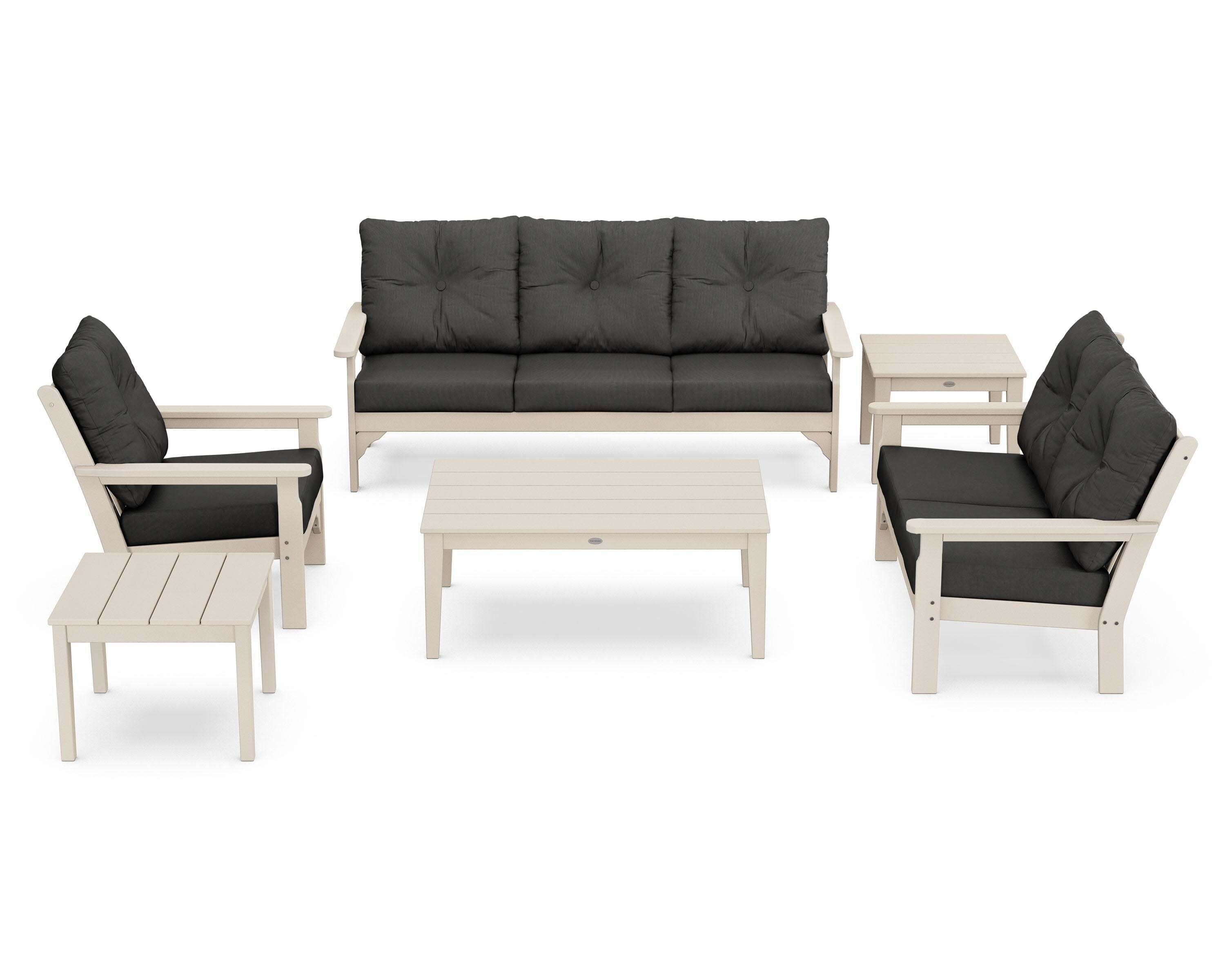 Vineyard 6-Piece Deep Seating Set in Sand / Spectrum Carbon