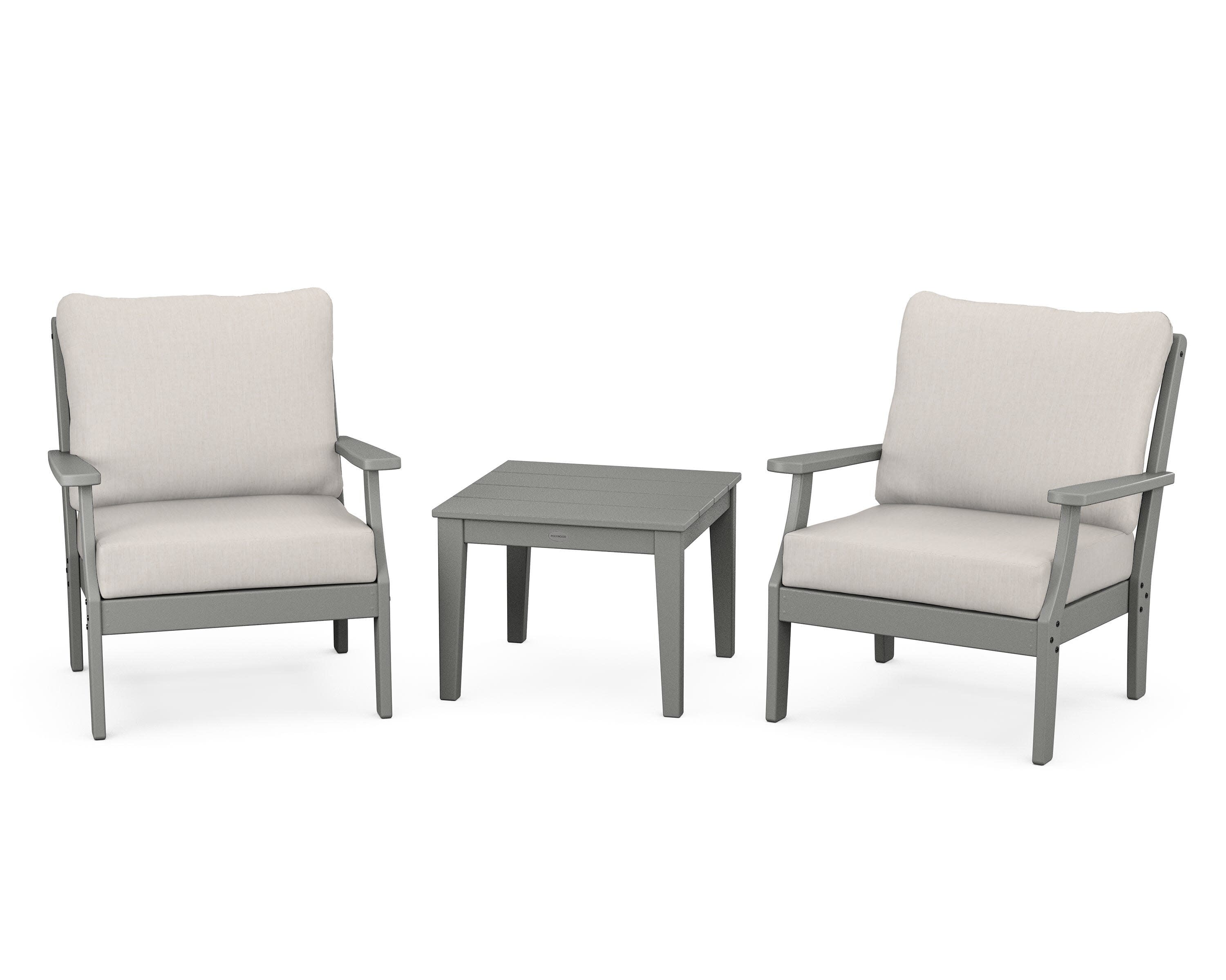 Braxton 3-Piece Deep Seating Set in Slate Grey / Cast Ash