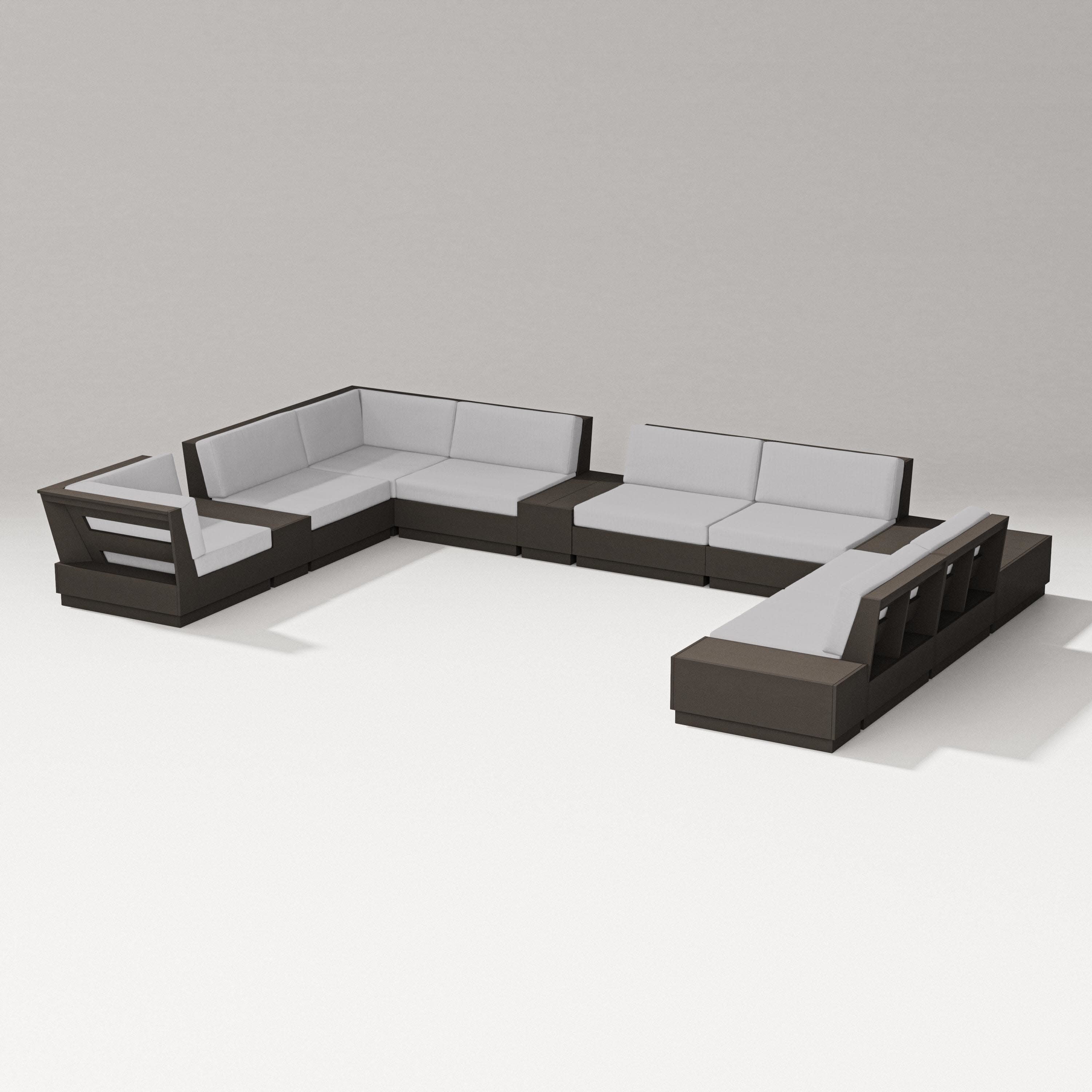 Elevate 12-Piece Conversation Sectional Set in Vintage Coffee / Granite