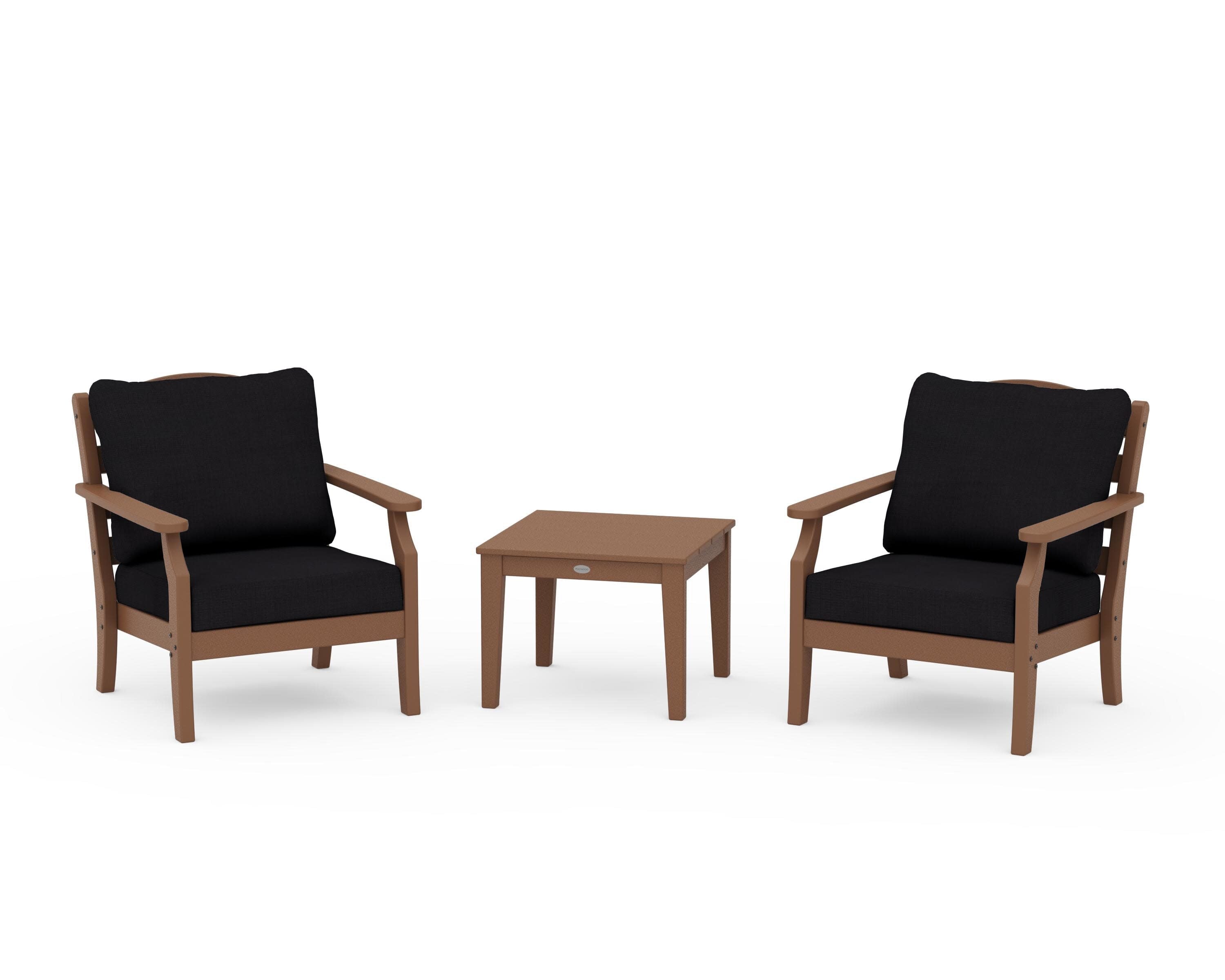 Savannah 3-Piece Deep Seating Set in Teak / Midnight Linen