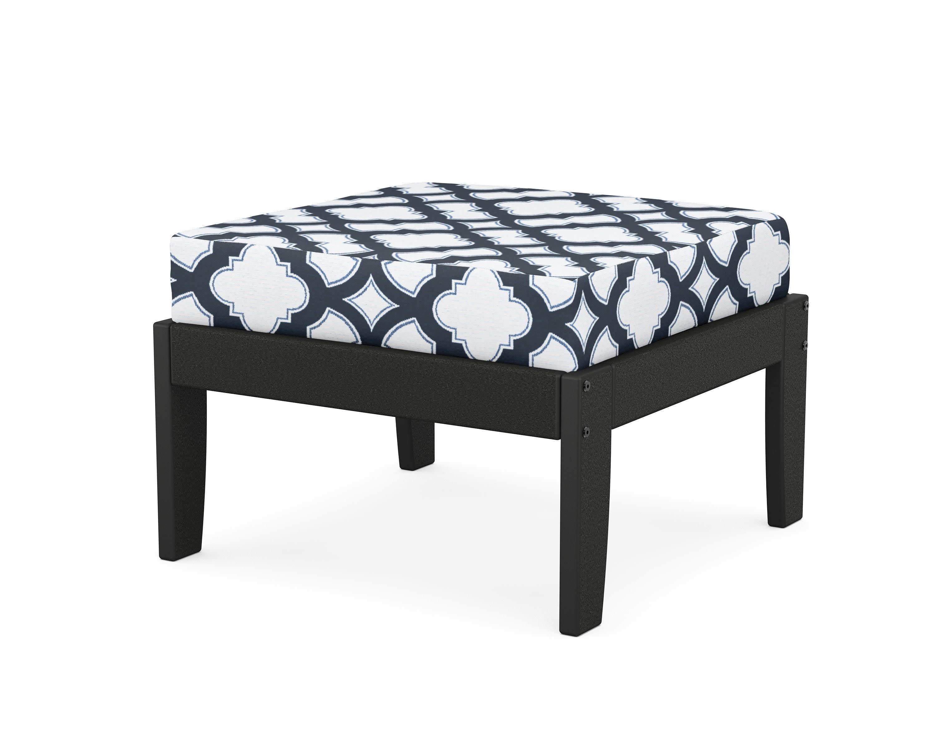 Modular Ottoman - Classic in Black / Trellis Marine Indigo